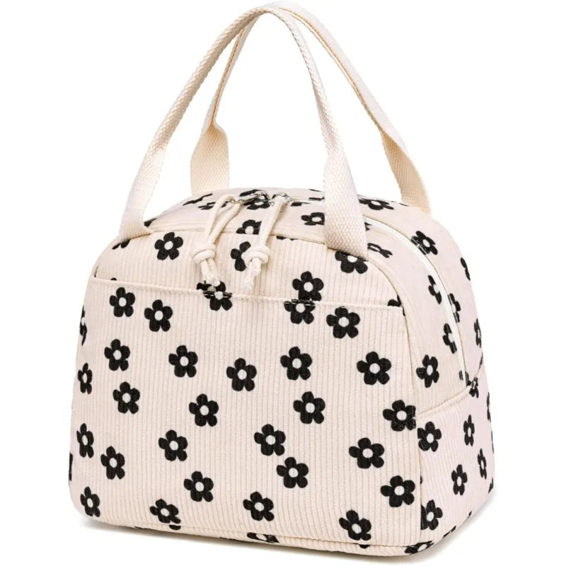 Corduroy Lunch Bag Thermal Insulation Box Storage Handbag Multifunctional Kid School Cooler Picnic