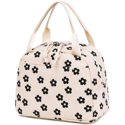 Corduroy Lunch Bag Thermal Insulation Box Storage Handbag Multifunctional Kid School Cooler Picnic