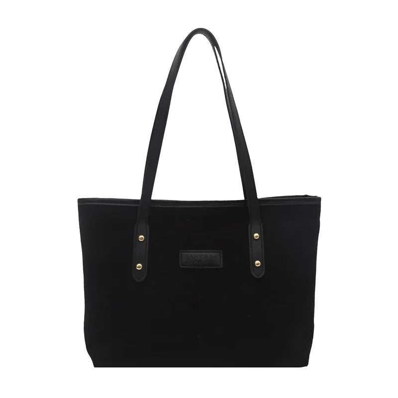 Corduroy Tote Shoulder Bag – Large Capacity Commuter Handbag