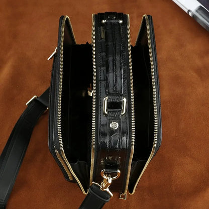 Crocodile Leather Men's Business Bag – Large Capacity Shoulder & Handbag