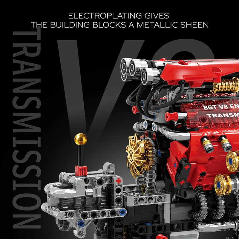 V8 Engine Building Blocks Set – 812+ Pcs Motorized Model Kit