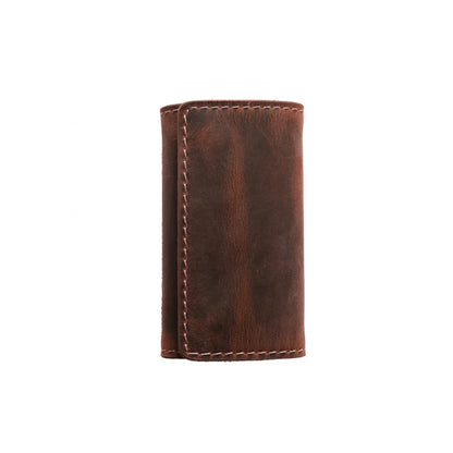 Leather Key Holder Card Case – Handmade Vintage Men's Keychain Wallet