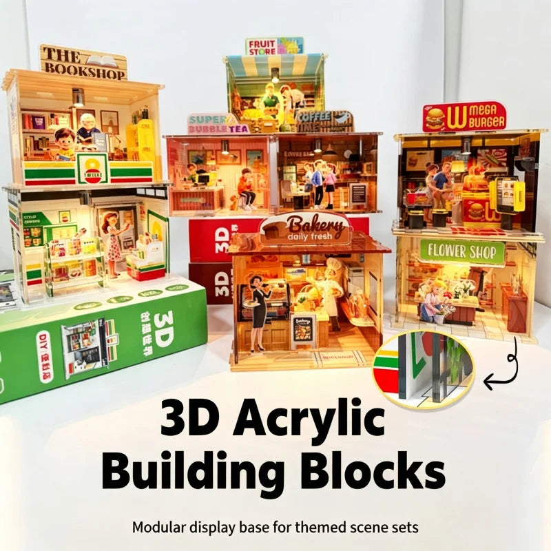 3D DIY Acrylic Puzzle Kit – Street View Miniature Scene Model