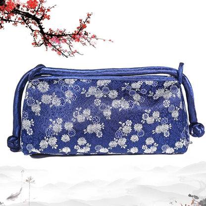 Silk Embroidered Shoulder Bag – Floral Satin Handbag