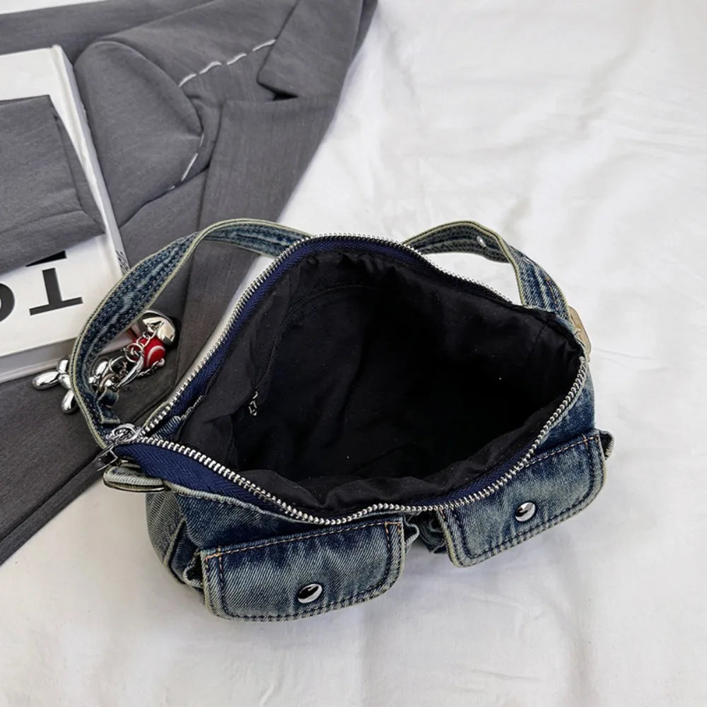 Retro Denim Crossbody Bag – Y2K Underarm Purse for Women
