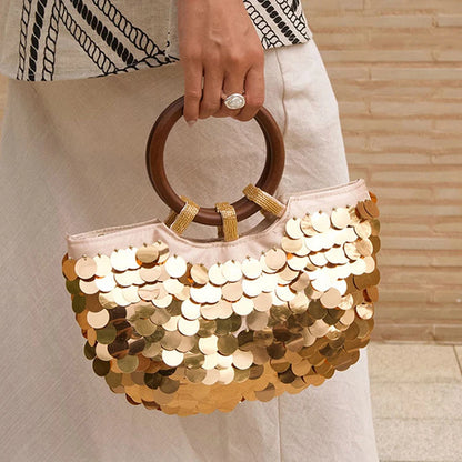 Sequin Shell Crossbody Bag – Beaded Mermaid Evening Handbag
