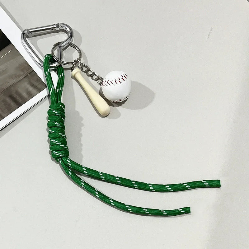 Baseball Bag Charm Keychain – Mini Ball & Bat Rope Pendant