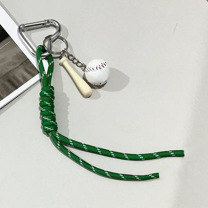 Baseball Bag Charm Keychain – Mini Ball & Bat Rope Pendant