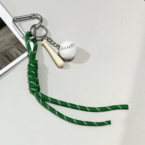 Baseball Bag Charm Keychain – Mini Ball & Bat Rope Pendant