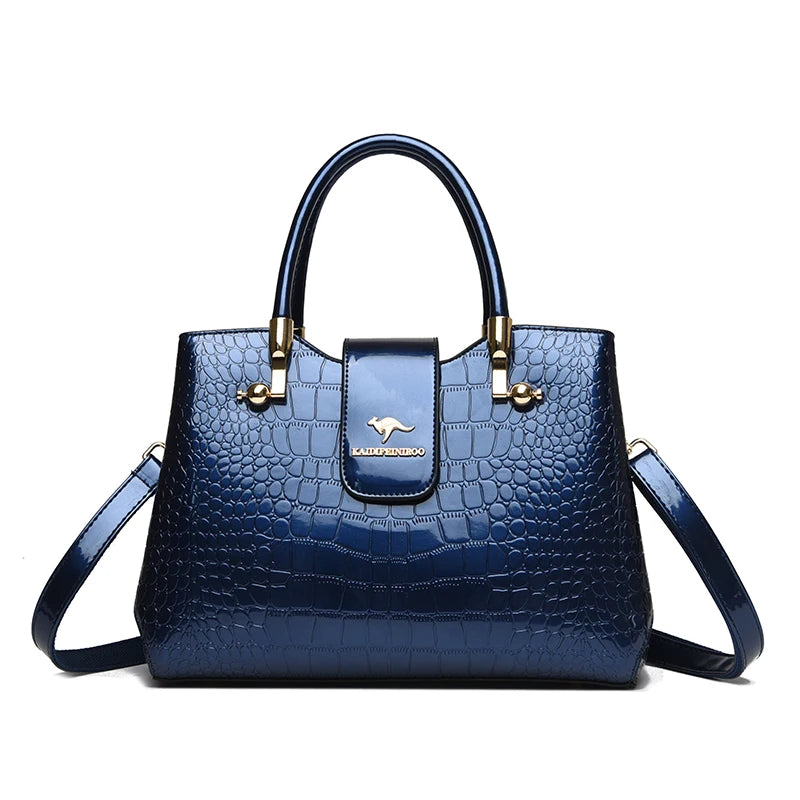 Patent Leather Crocodile Tote Handbag for Women