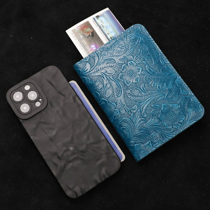 Leather Passport Wallet – Floral Embossed Genuine Cow Leather Travel Cover