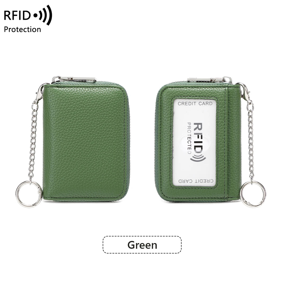 RFID Blocking Women's Accordion Card Holder Wallet with Key Ring