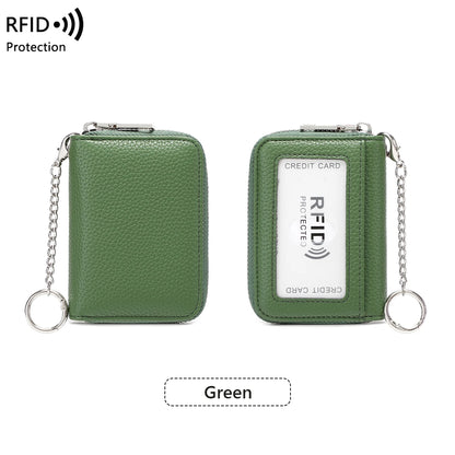 RFID Blocking Women's Accordion Card Holder Wallet with Key Ring