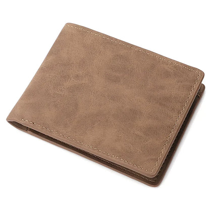 Men's Slim PU Leather Wallet – Bifold with Zipper & Card Slots