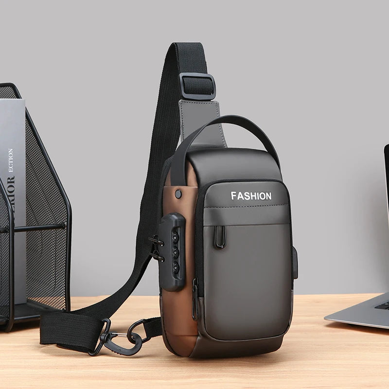 Anti-Theft Chest Bag for Men – USB Charging Crossbody Sling