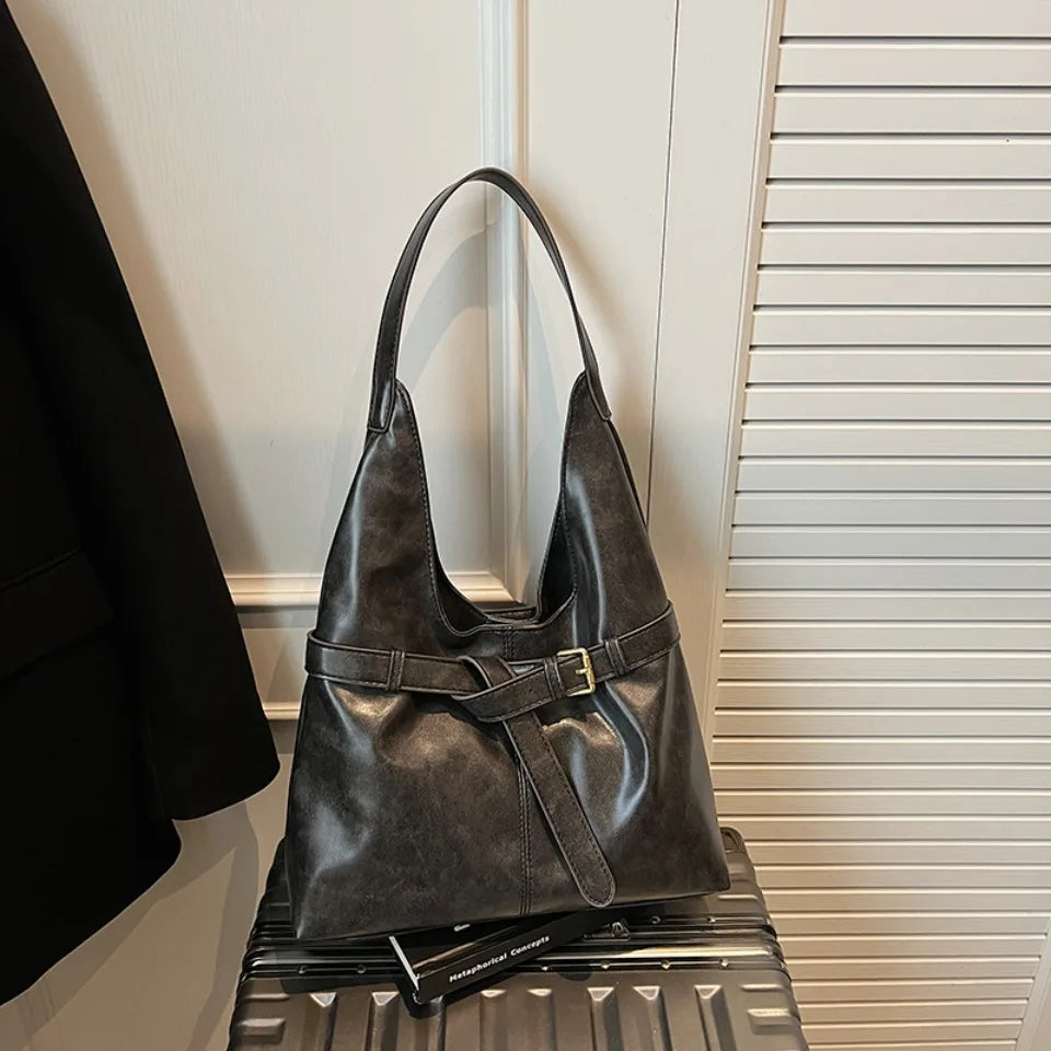 Retro PU Leather Hobo Bag – Large Capacity Shoulder Bag