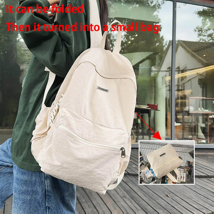 Large Capacity Foldable Backpack for Women – Korean Laptop Bag