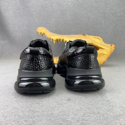 Genuine Crocodile Leather Men's Casual Lace-Up Sneakers