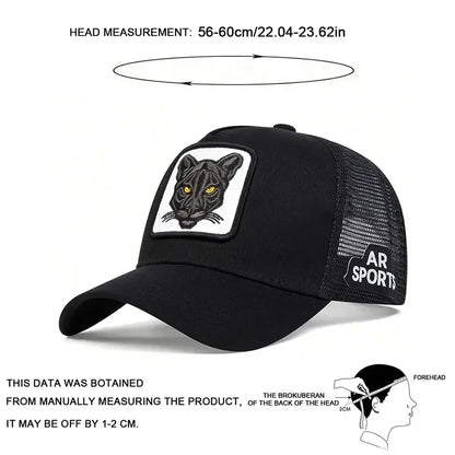Panther Embroidery Mesh Trucker Cap – Unisex Adjustable Baseball Hat