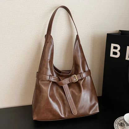 Retro PU Leather Hobo Bag – Large Capacity Shoulder Bag