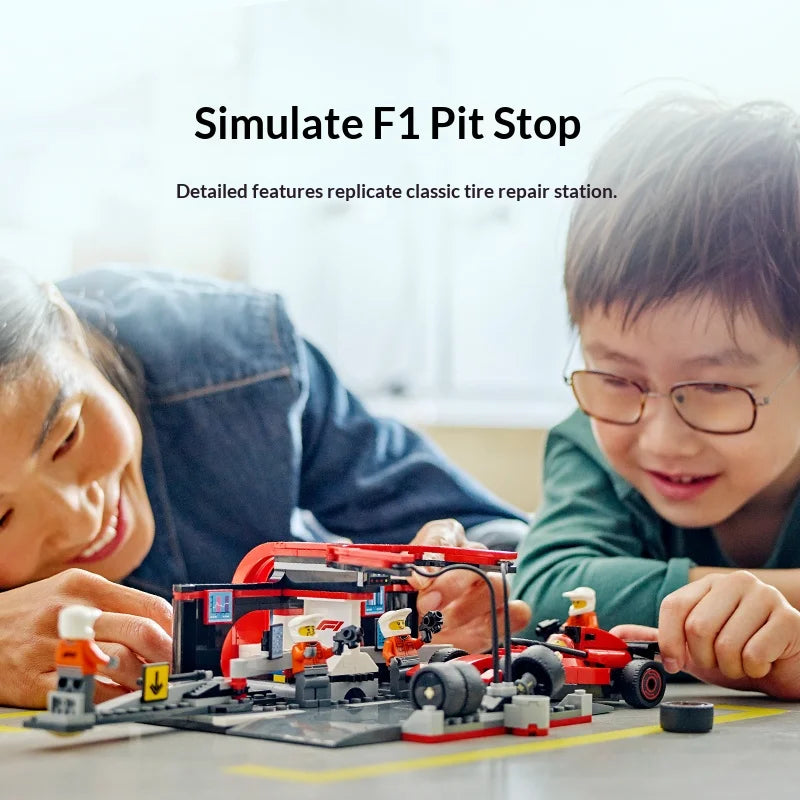 LEGO 60443 F1 Pit Stop Crew Building Set – Ferrari Race Car Toy 322pcs