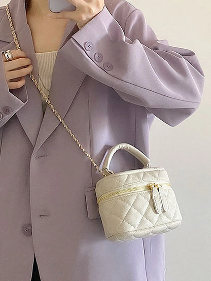 Quilted Crossbody Bag Women – Mini PU Leather Chain Shoulder Handbag