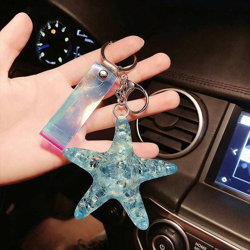 Ocean Starfish Beaded Keychain – Cute Bag Charm with Tassel