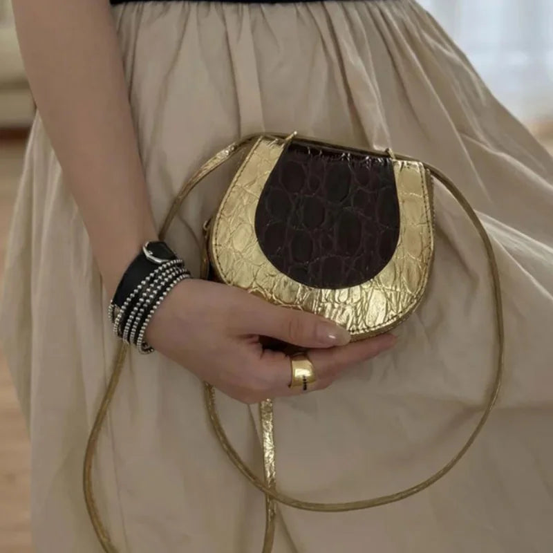 Crocodile Embossed Saddle Bag – Luxury Women's Crossbody
