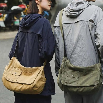 Canvas Crossbody Messenger Bag – Large Capacity Shoulder Bag