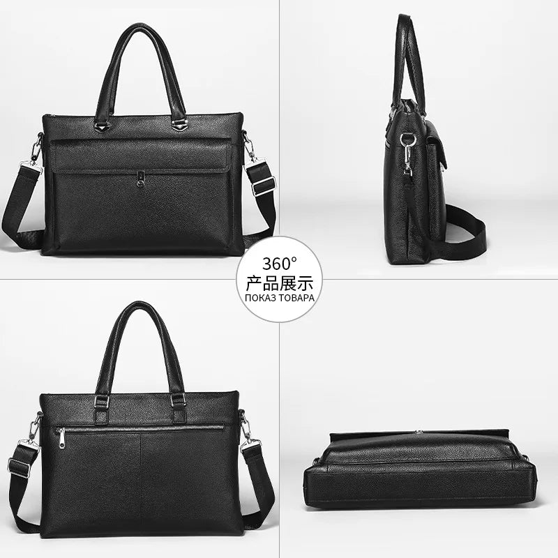 Genuine Leather Men's Briefcase Bag – 13 Inch Laptop Messenger