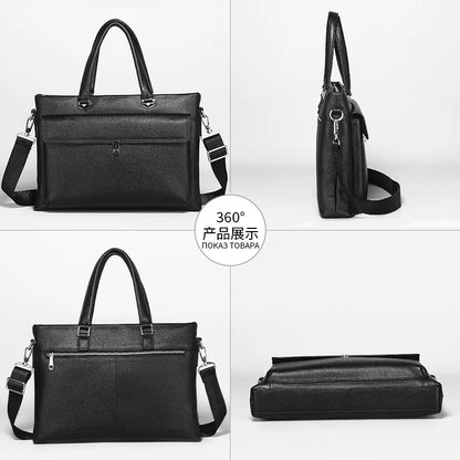 Genuine Leather Men's Briefcase Bag – 13 Inch Laptop Messenger