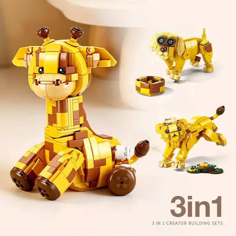 3-in-1 Animal Building Blocks Set – DIY Capybara, Panda, Penguin & More