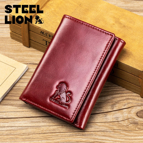 Genuine Leather Multi-Slot Card Wallet for Women