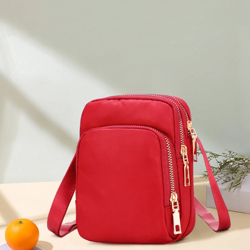 Waterproof Oxford Crossbody Bag – Multi-Zipper Women's Bag