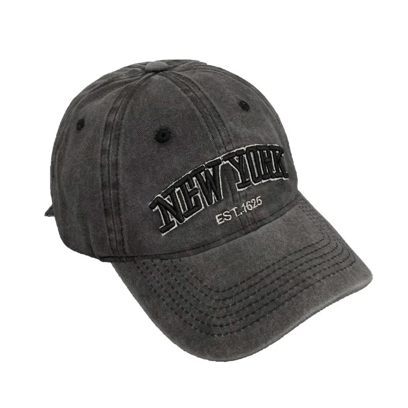 Washed Cotton New York Baseball Cap – Vintage Retro Dad Hat