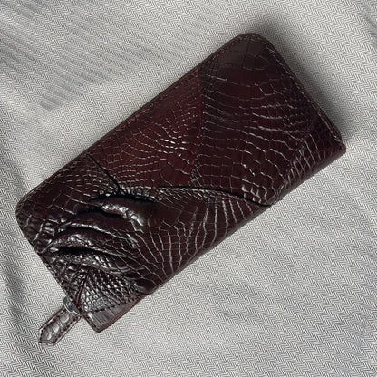 Crocodile Claw Leather Long Wallet – Men's Black Clutch Bag