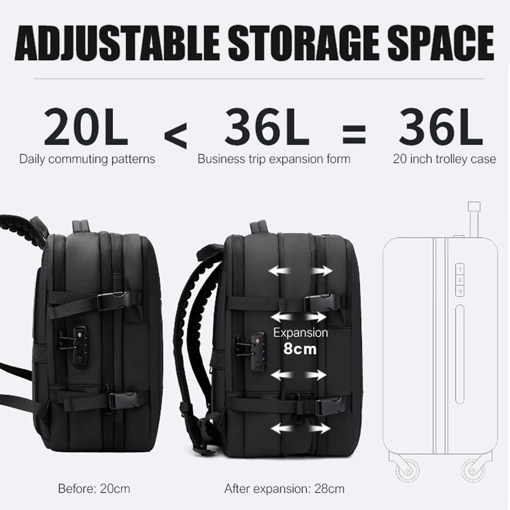 Bange Vacuum Compression Backpack 17" – Expandable Travel & Business Bag