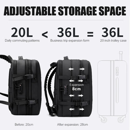 Bange Vacuum Compression Backpack 17" – Expandable Travel & Business Bag