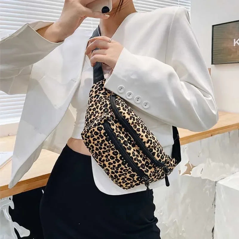 Leopard Print Fanny Pack – Women's Flannel Waist Bag