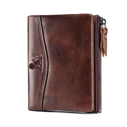 RFID Blocking Leather Wallet – Bifold with Card Slots & Zipper