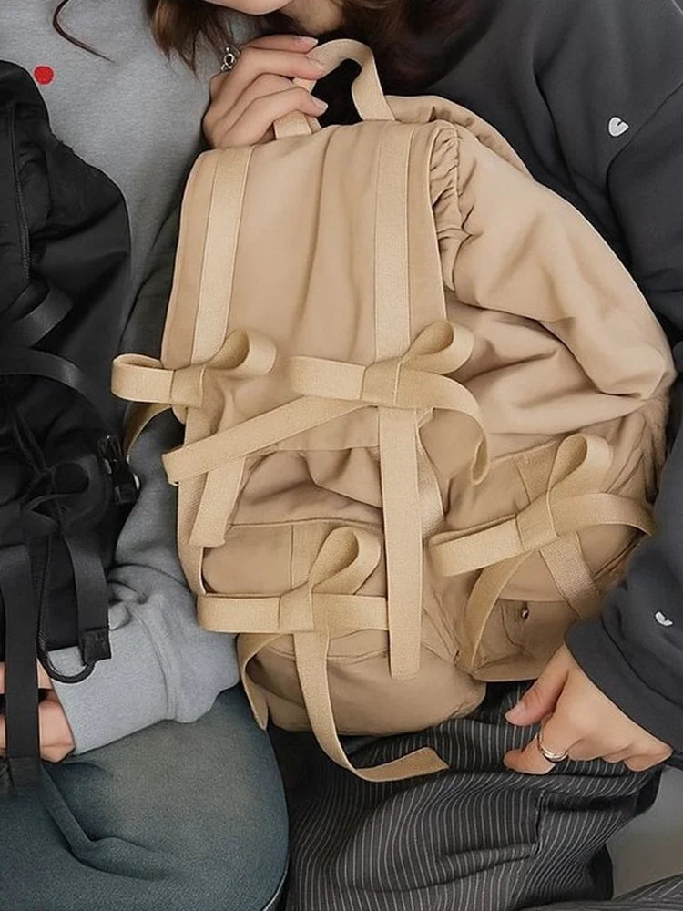 Bow Backpack for Women – Cute Puffy Casual Daypack