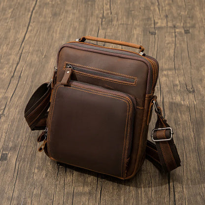 Genuine Leather Crossbody Messenger Bag – Vintage Men's Shoulder Bag