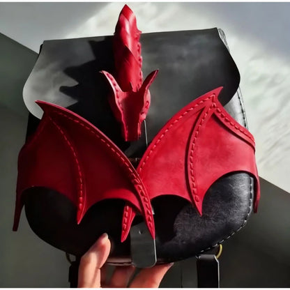 3d Dragon Wing Crossbody Bag Women Cool Pu Leather Saddle Contrast Color Creative Design Trend