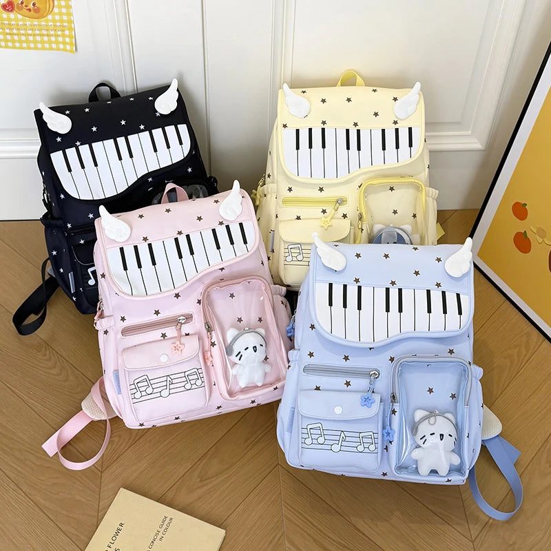Kawaii Piano Key Ita Backpack with Transparent Pocket