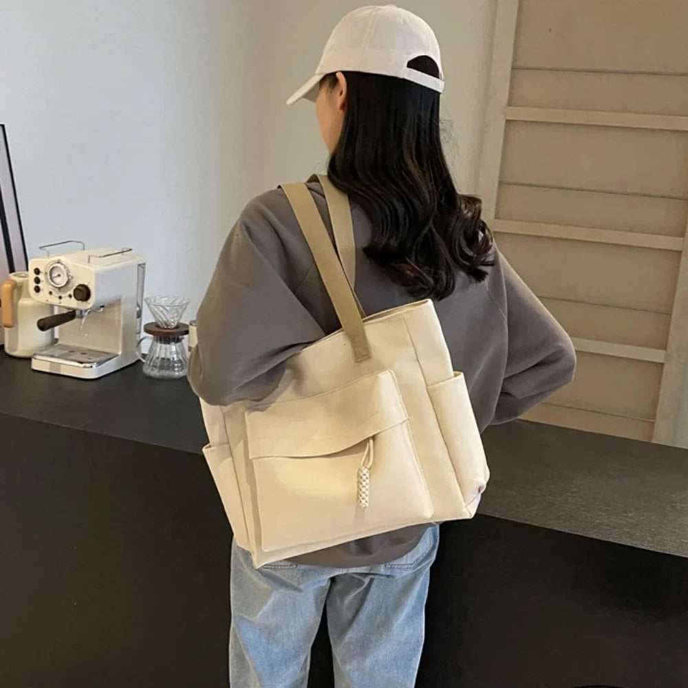 Casual Shoulder Bag Canvas Bag Women Large Capacity Summer College Student Commuting Tote Bag Women