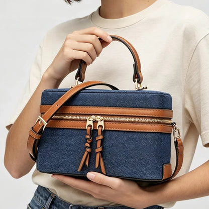 Denim Box Bag – Women's Luxury Crossbody Shoulder Handbag