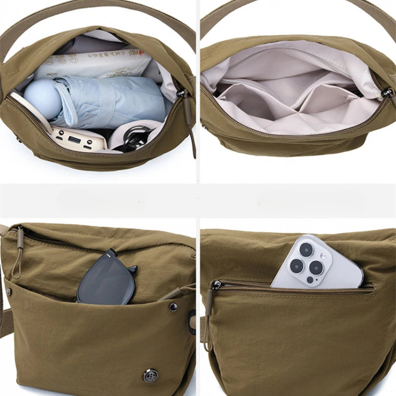 Lightweight Nylon Crossbody Bag – Wide Strap Women's Shoulder Bag