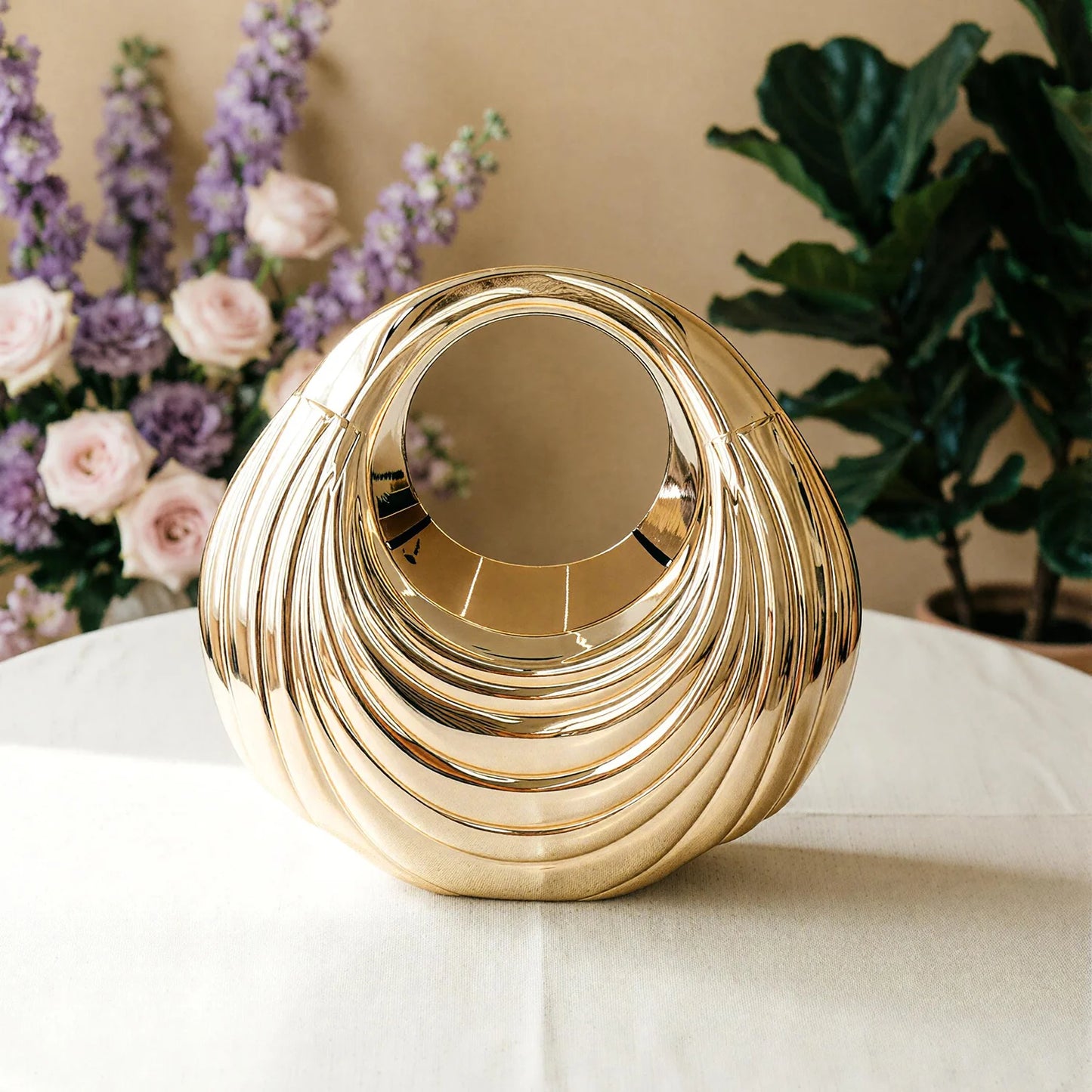 Luxury Metallic Evening Bag with Removable Chain Strap