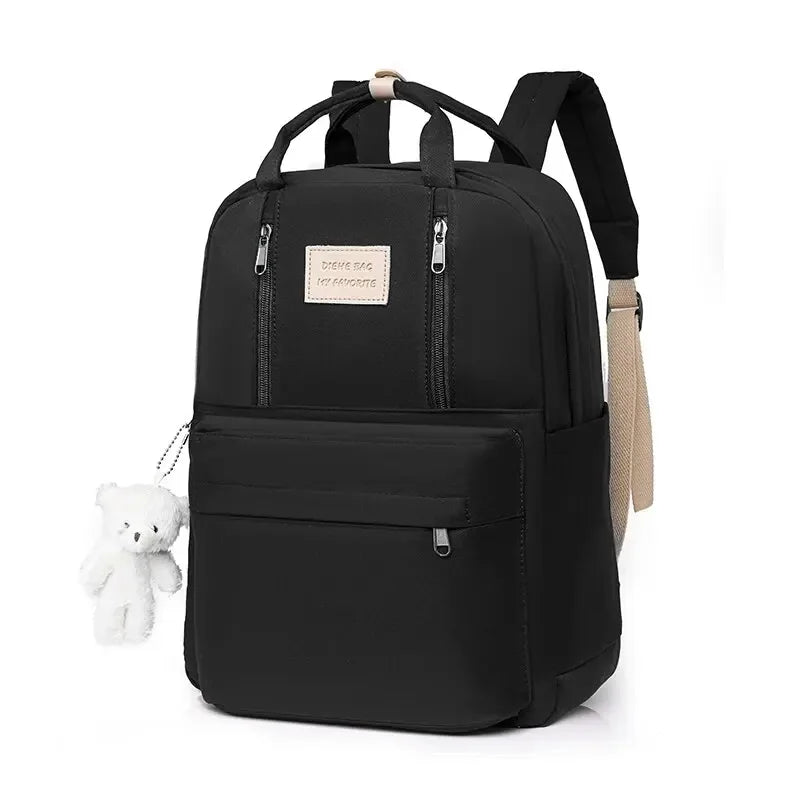 Waterproof Women's School Backpack with Free Bear Charm