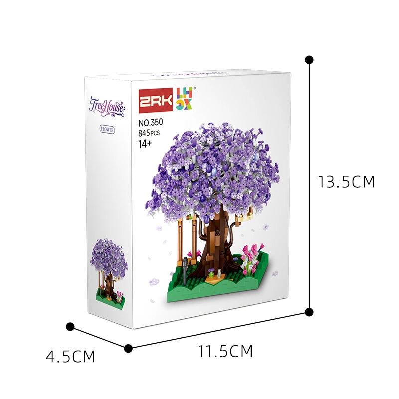 Cherry Blossom Tree House Building Blocks Set – DIY Floral Model Kit